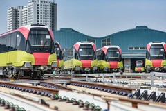 Đoàn tàu của tuyến đường sắt đô thị Nhổn-ga Hà Nội. (Ảnh: CTV/Vietnam+)