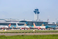 Máy bay của các hãng hàng không tại sân bay Tân Sơn Nhất. (Ảnh: CTV/Vietnam+)