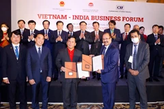 Lãnh đạo Tập đoàn SOVICO và Tập đoàn HCL Technologies Limited ký kết hợp tác nghiên cứu ứng dụng công nghệ. (Ảnh: CTV/Vietnam+)