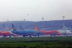 Máy bay của các hãng hàng không tại sân bay Nội Bài. (Ảnh: Huy Hùng/Vietnam+)