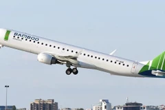 Dòng máy bay Embraer E195 được Bamboo Airways đưa vào khai thác tới Côn Đảo và Phú Quốc. (Ảnh: PV/Vietnam+)