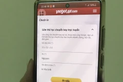 Hành khách có thể làm thủ tục trực tuyến chuyến bay thông qua thiết bị di động nhằm giảm thời gian và phòng chống dịch COVID-19. (Ảnh: CTV/Vietnam+)