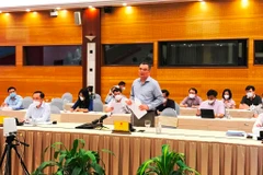 Trung tướng Tô Ân Xô, Chánh văn phòng Bộ Công an trả lời báo chí tại buổi họp báo Chính phủ thường kỳ tháng Chín vào chiều 2/10. (Ảnh: Xuân Quảng/Vietnam+)