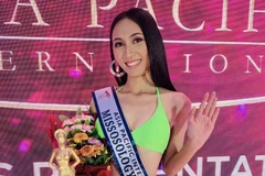 Thu Hiền tại cuộc thi Miss Asia Pacific International. (Ảnh: CTV/Vietnam+)