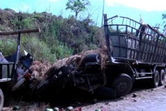 Hiện trường vụ tai nạn. (Ảnh: Xuân Triệu/TTXVN)