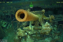 Xác tàu sân bay USS Lexington mới được tìm thấy dưới biển. (Nguồn: CNN/TTXVN)