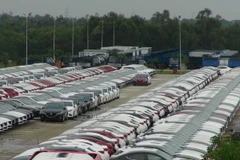 Xe ôtô thành phẩm tại Khu phức hợp sản xuất và lắp ráp ôtô Chu Lai-Trường Hải (Quảng Nam). (Ảnh: Đỗ Trưởng/TTXVN)