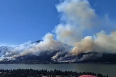 Khói bốc lên từ đám cháy rừng ở Skamania, bang Washington (Mỹ) ngày 3/7/2023. (Ảnh: Washington State DNR Wildfire/TTXVN)