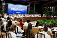 Quang cảnh một vòng đàm phán hòa bình giữa Chính phủ Colombia và nhóm vũ trang Quân đội Giải phóng Quốc gia (ELN) tại La Habana (Cuba) hồi tháng 5/2023. (Ảnh: AFP/TTXVN)