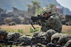 Binh sỹ tham gia cuộc tập trận Hổ mang Vàng tại tỉnh Chonburi (Thái Lan) hồi năm ngoái. (Ảnh: AFP/TTXVN)