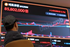 Nhà đầu tư theo dõi biểu đồ giá bitcoin tại Seoul (Hàn Quốc), ngày 29/2/2024. (Ảnh: Yonhap/TTXVN)