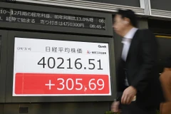 Chỉ số Nikkei-225 hiển thị trên bảng điện tử tại Tokyo (Nhật Bản) ngày 4/3/2024. (Ảnh: Kyodo/TTXVN)