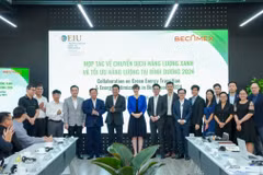 Công bố dự án hợp tác về các giải pháp năng lượng giúp giải quyết các thách thức, thúc đẩy các sáng kiến xanh. (Ảnh: TTXVN phát)