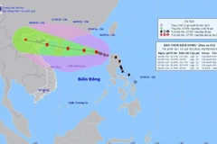 Bản đồ đường đi của bão số 3 lúc 13h ngày 4/9/2024. (Ảnh: TTXVN phát)