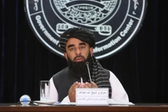 Người phát ngôn chính quyền Taliban Zabihullah Mujahid phát biểu họp báo tại Kabul (Afghanistan), ngày 29/6/2024. (Ảnh: THX/TTXVN)