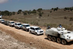 Đoàn xe thuộc Lực lượng UNDOF tại Cao nguyên Golan hồi năm 2014. (Ảnh: AFP/TTXVN)
