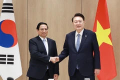 Thủ tướng Phạm Minh Chính hội kiến Tổng thống Hàn Quốc Yoon Suk Yeol tại Thủ đô Seoul, chiều 2/7/2024. (Ảnh: Dương Giang/TTXVN)