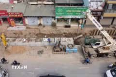 Thi công một hầm chui tại thành phố Hà Nội. (Nguồn ảnh: TTXVN)