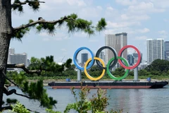 Vòng tròn Olympic tại Tokyo, Nhật Bản, ngày 22/7/2021. Ảnh: THX/TTXVN
