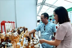 Doanh nghiệp giới thiệu sản phẩm mật ong tại các hội chợ. (Ảnh: Đức Duy/Vietnam+)