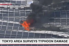 Nhà máy điện Mặt Trời ở tỉnh Chiba bị cháy. (Nguồn: nhk.or.jp)