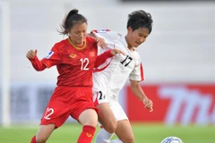 U16 nữ Việt Nam (áo đỏ) không thể cản được Triều Tiên. (Nguồn: AFC)