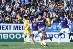 Văn Quyết lập cú đúp giúp Hà Nội FC giành chiến thắng. (Ảnh: Nguyên An/Vietnam+)