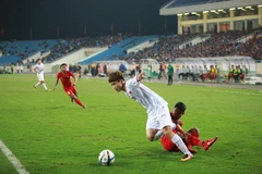 Hoàng Đức trong màu áo U23 Việt Nam. (Ảnh: Nguyên An/Vietnam+)