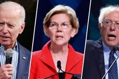 Ông Biden (trái) không còn tạo ra được khoảng cách lớn đối với bà Warren (giữa) và ông Sanders. (Nguồn: NBC News)