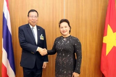 Chủ tịch Quốc hội Nguyễn Thị Kim Ngân hội kiến Chủ tịch Thượng viện Thái Lan Pornpetch Wichitcholchai. (Ảnh: Trọng Đức/TTXVN)