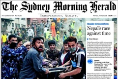 Thảm họa động đất kinh hoàng ở Nepal trên các mặt báo thế giới 