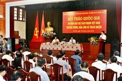 Quang cảnh Hội thảo Quốc gia 90 năm báo chí Cách mạng Việt Nam-Truyền thống, bản lĩnh và trách nhiệm. (Ảnh: Minh Quyết/TTXVN)