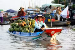 Chợ nổi Ngã Năm, tỉnh Sóc Trăng. (Ảnh: An Hiếu/TTXVN)