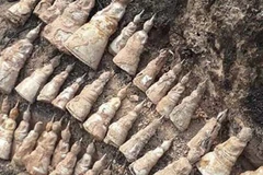 Các tượng Phật được tìm thấy tại làng Kherng, huyện Phoukoud, tỉnh Xiengkhuang. (Nguồn: KPL)