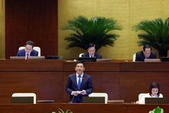 Bộ trưởng Bộ Tài nguyên và Môi trường Đặng Quốc khánh phát biểu. (Ảnh: An Đăng/TTXVN)