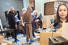 Nghi phạm Sherine Chong (ảnh nhỏ). Cảnh sát Thái Lan được triển khai tại khách sạn Grand Hyatt Erawan ở thủ đô Bangkok, nơi phát hiện các công dân Việt Nam thiệt mạng. (Ảnh: Khaosod)