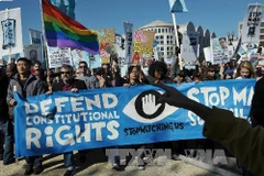 Người dân Mỹ biểu tình phản đối do thám (Nguồn: AFP/TTXVN)