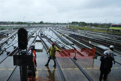 Khu Depot Nhổn điểm đầu của tuyến nằm trên địa phận quận Bắc Từ Liêm. (Ảnh: Lâm Khánh/TTXVN)