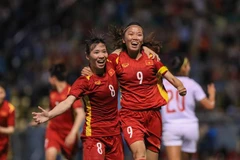 Đội tuyển bóng đá nữ quốc gia đã lần đầu tiên giành được vé tham dự World Cup 2023. (Ảnh: Hoàng Linh/TTXVN)