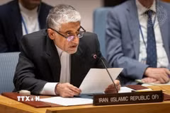 Đại sứ Iran tại Liên hợp quốc Amir Saeid Iravani phát biểu tại cuộc họp Hội đồng Bảo an Liên hợp quốc. (Ảnh: IRNA/TTXVN)
