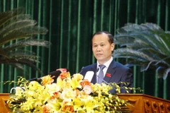 Quyền Chủ tịch Ủy ban Nhân dân tỉnh Bắc Giang Mai Sơn phát biểu tại Kỳ họp. (Ảnh: Đồng Thúy/TTXVN)