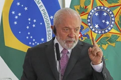 Tổng thống Brazil Lula da Silva phát biểu với báo giới tại Brasilia. (Ảnh: Kyodo/TTXVN)