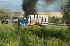 Hiện trường vụ cướp xe chở tiền. (Nguồn: ANSA)