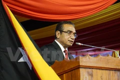 Tổng thống Guterres đọc diễn văn tại lễ nhậm chức. (Ảnh: Trần Long/Vietnam+)