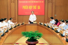 Chủ tịch nước Trần Đại Quang chủ trì Phiên họp thứ ba của Ban Chỉ đạo Cải cách tư pháp Trung ương. (Ảnh: Nhan Sáng/TTXVN)