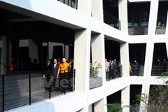 Ngày 16/2, Thủ tướng Chính phủ đã có chuyến thăm và làm việc tại làng phần mềm F-Ville 2 của FPT Software tại Khu Công nghệ cao Hòa Lạc, Hà Nội. (Ảnh: CTV/Vietnam+)