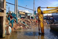 Hiện trường vụ sạt lở. (Ảnh: TTXVN phát)