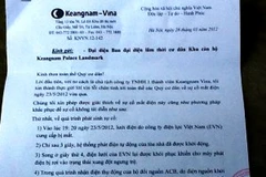 Văn bản trả lời hời hợt và vô trách nhiệm của Keangnam Vina (Ảnh: Sơn Bách/Vietnam+)