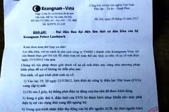 Văn bản trả lời hời hợt và vô trách nhiệm của Keangnam Vina (Ảnh: Sơn Bách/Vietnam+)