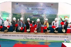 Động thổ xây dựng trang trại chăn nuôi lợn kỹ thuật cao của Masan tại Nghệ An. (Ảnh: Tá Chuyên/TTXVN)